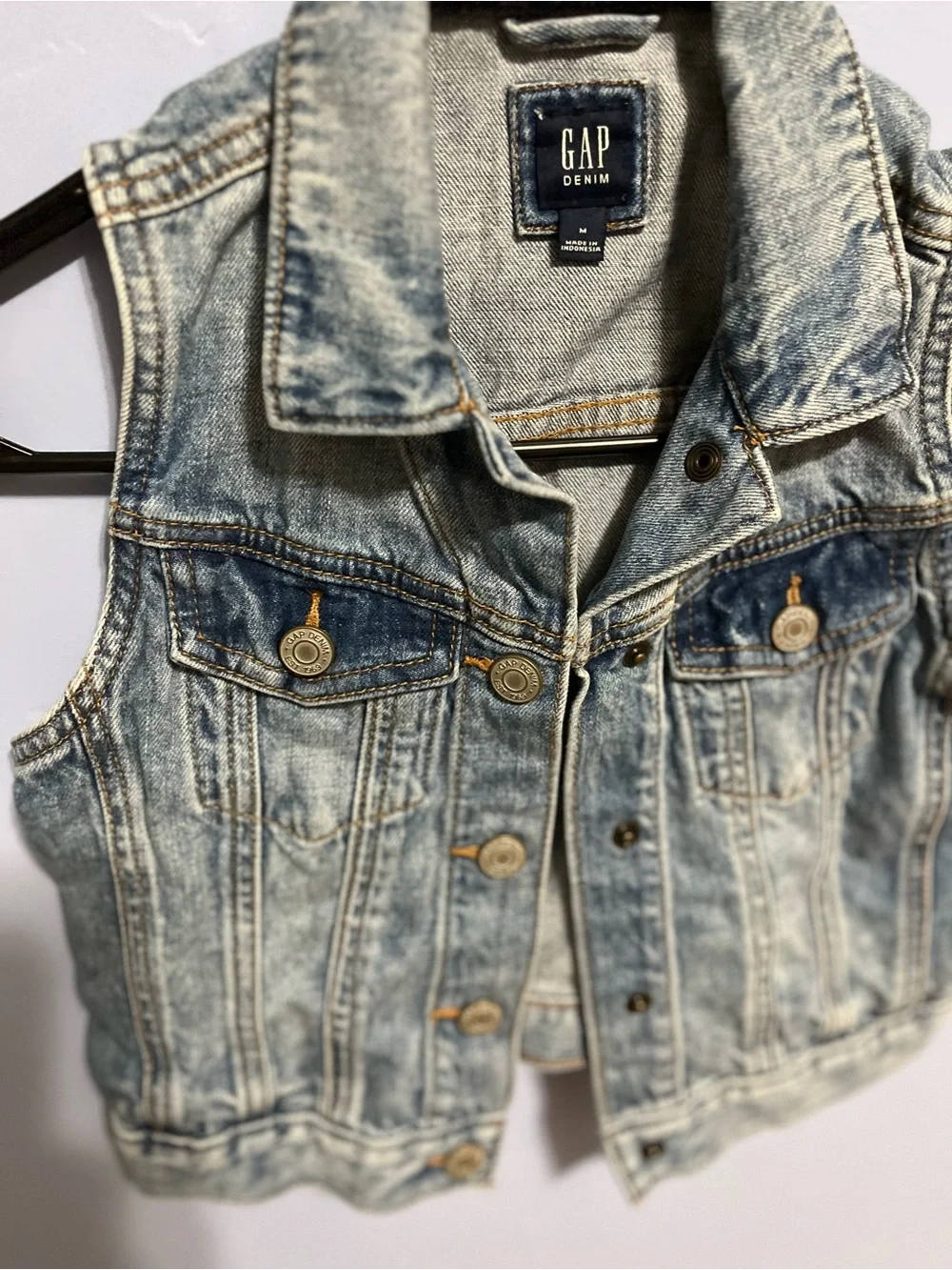 GAP Light Wash Denim Vest - Blue